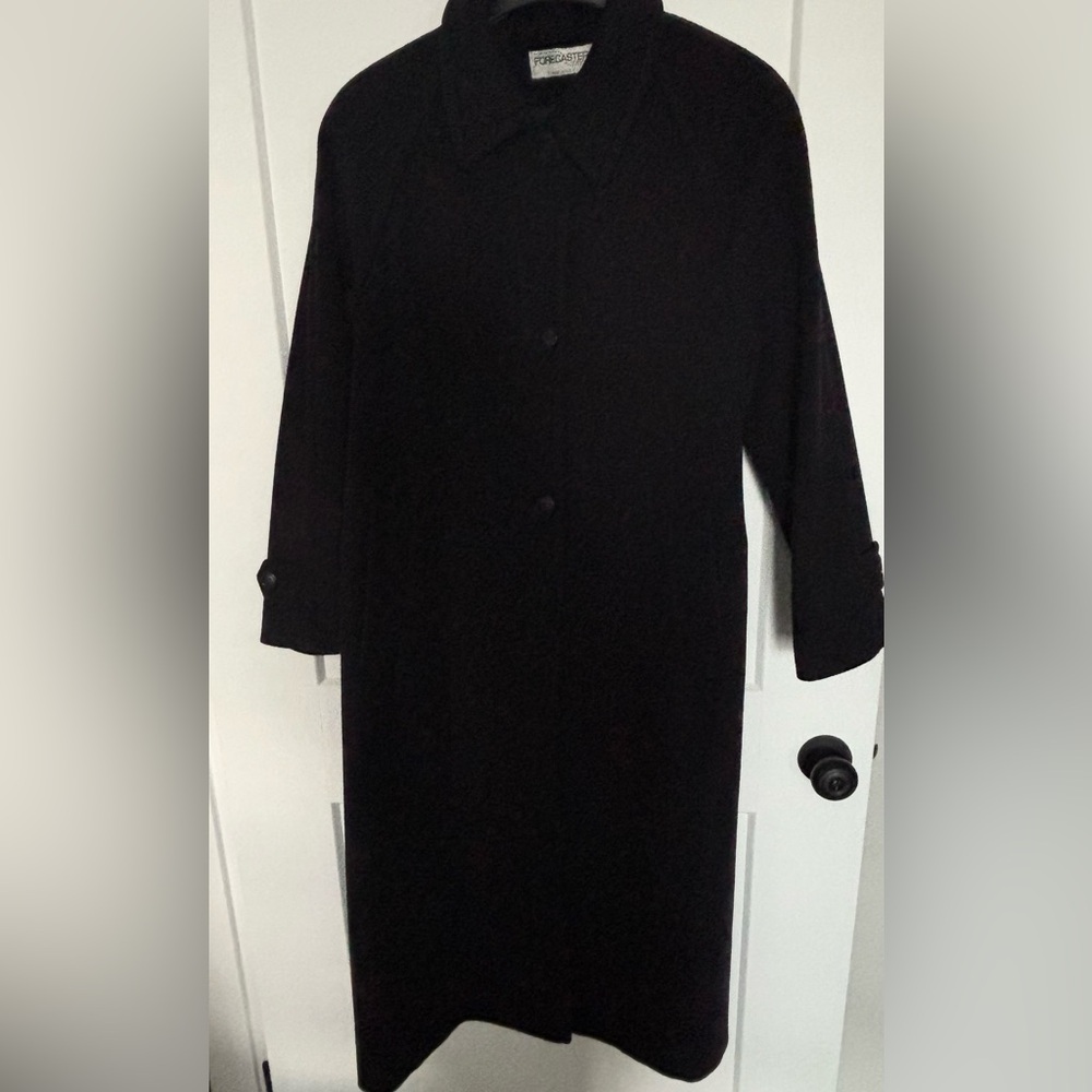WOMENS FORESTER OF BOSTON INK BLUE 100% WOOL BALMACAAN LONG BUTTON COAT SZ 6 - Picture 12 of 13